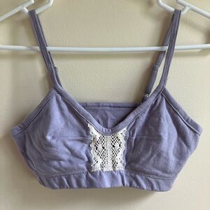 Handmade Organic cotton bra in lavender size XS